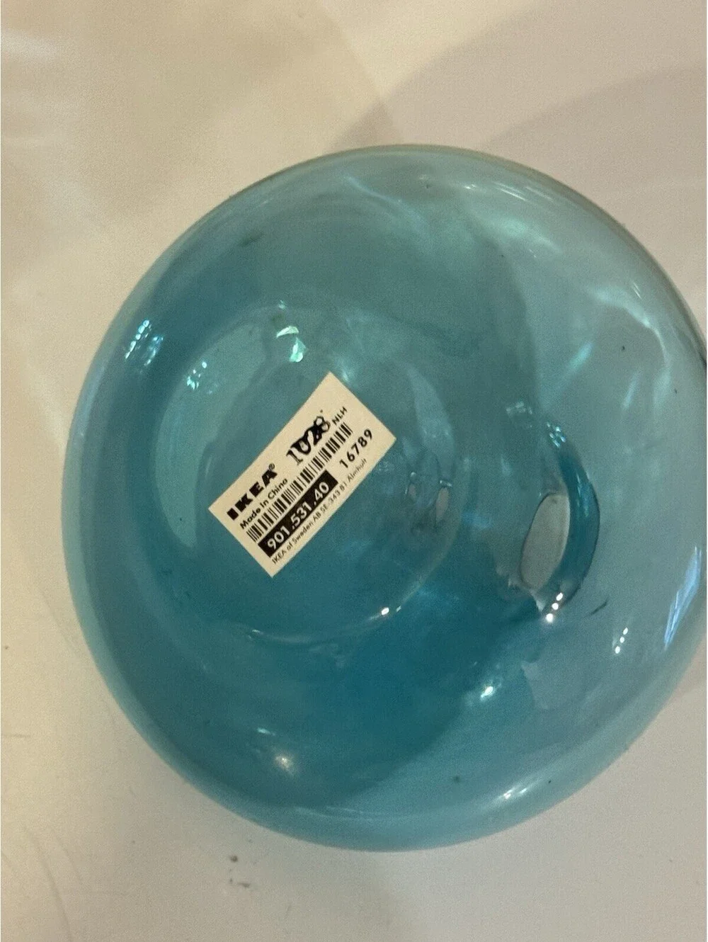 IKEA Blue Glass Vase, 10 in L, 3 in H, MPN 901.531.40 Decorative